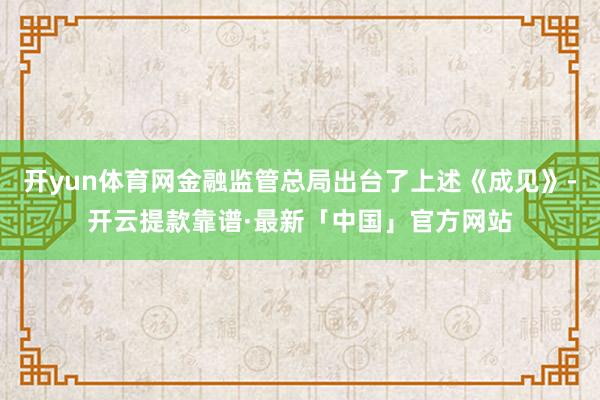 开yun体育网金融监管总局出台了上述《成见》-开云提款靠谱·最新「中国」官方网站